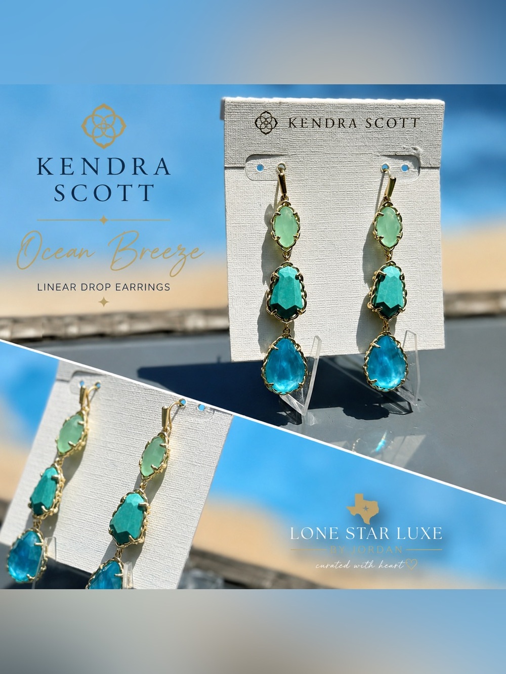✨ Kendra Scott Gwyneth Earrings – Ocean Breeze Statement Luxe ✨